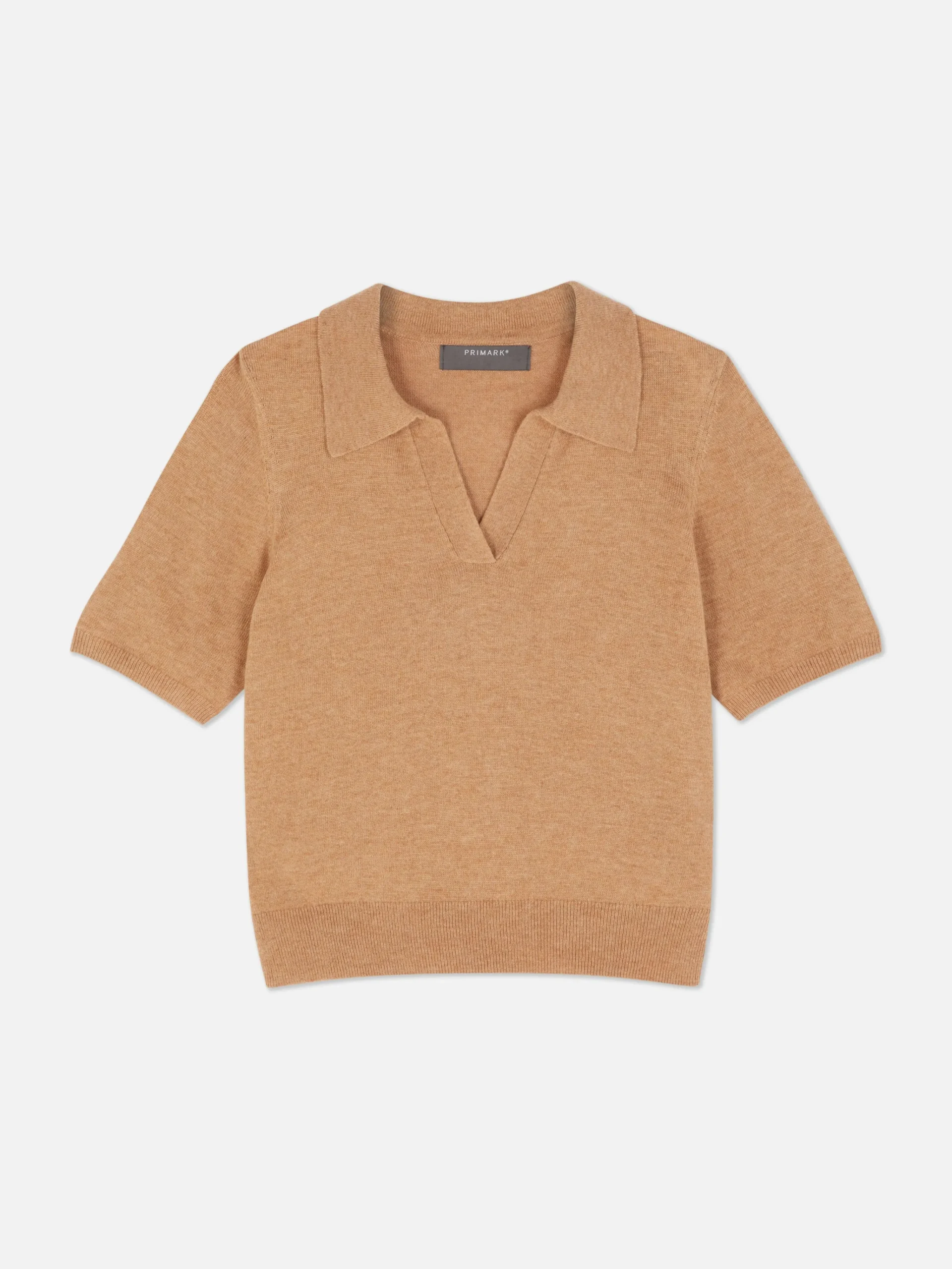 Fine Knit Collared Short Sleeve Top|Primark Clearance