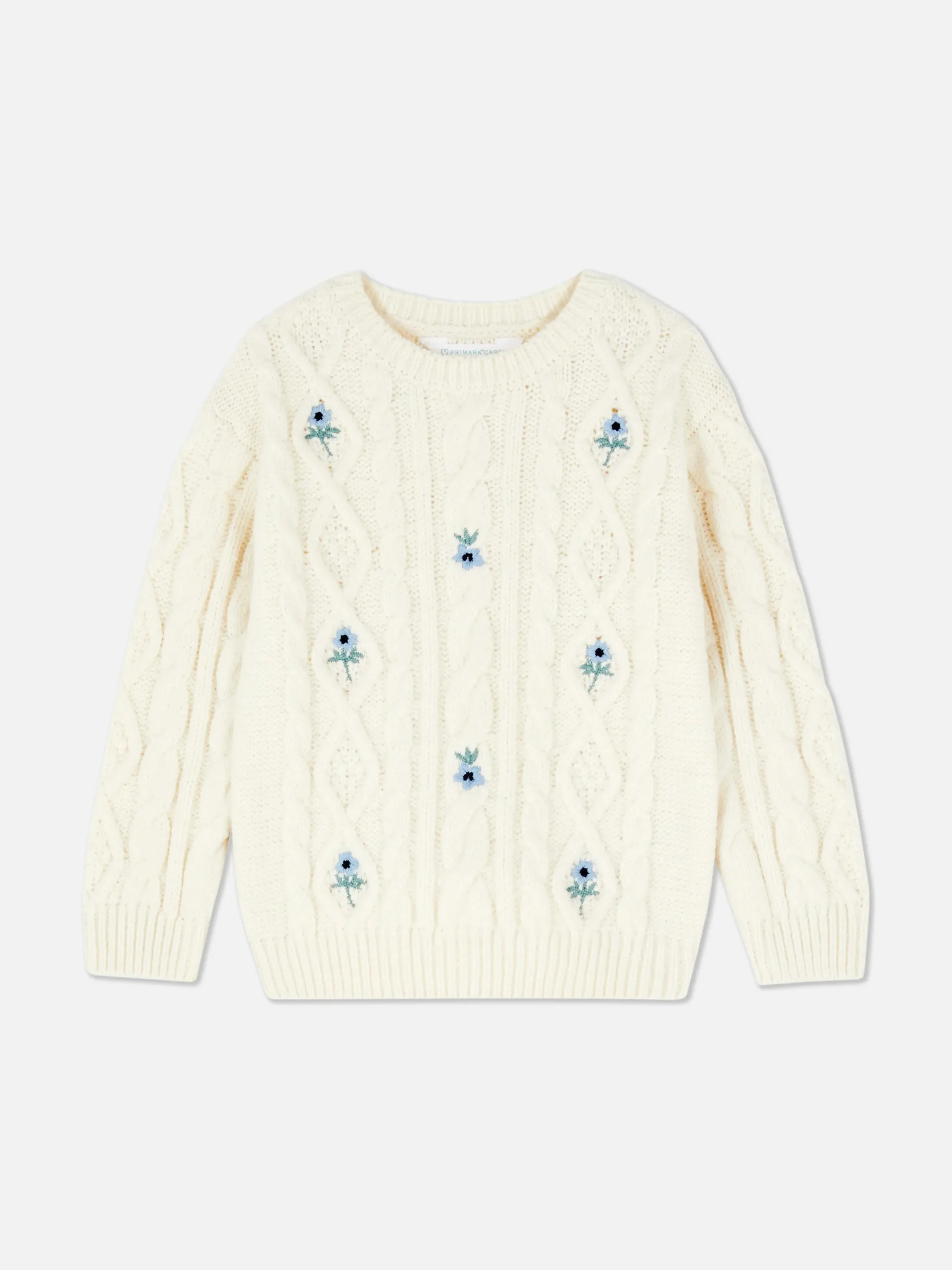 Floral Embroidered Cable Knit Sweater|Primark Online