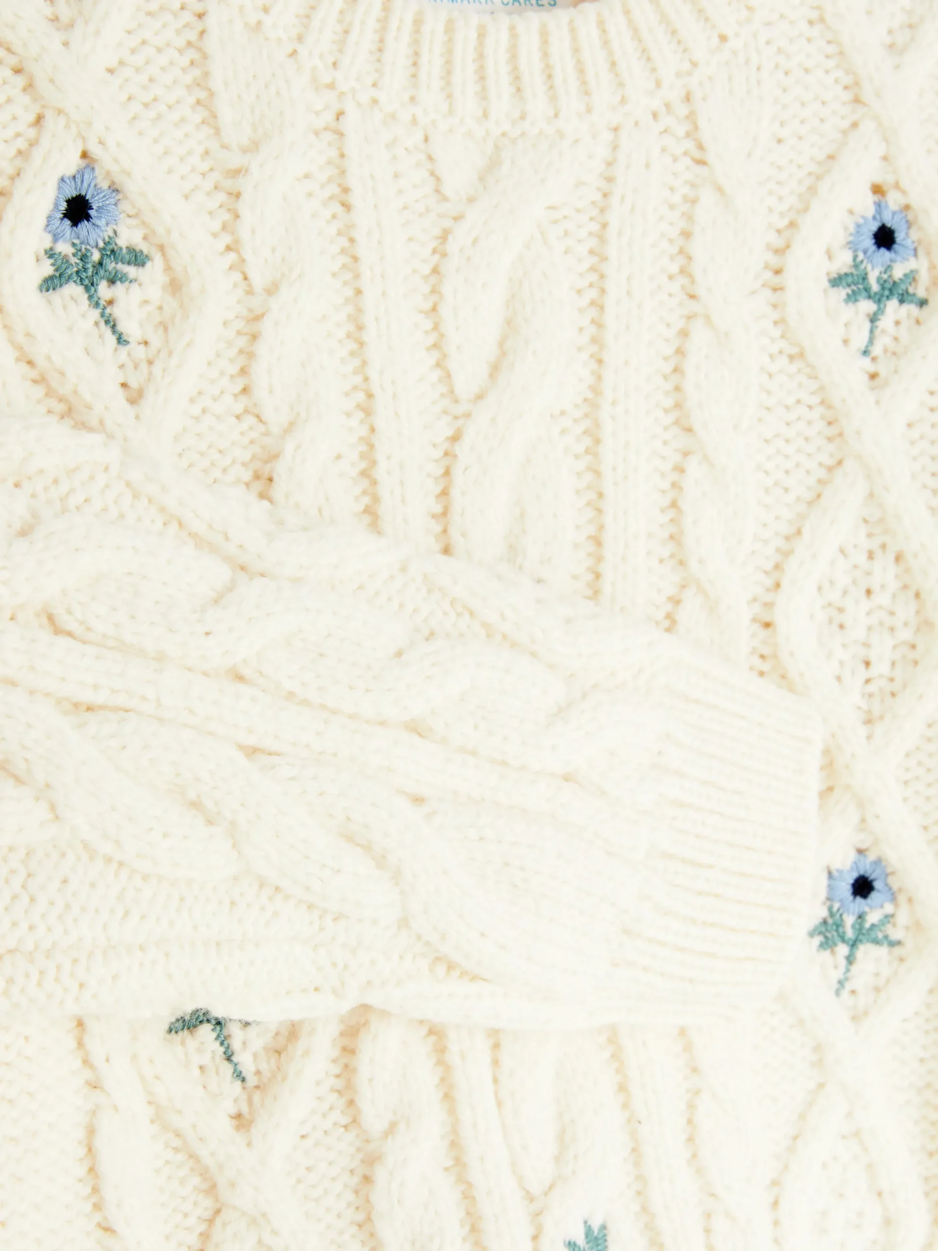 Floral Embroidered Cable Knit Sweater|Primark Online