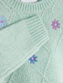 Floral Embroidered Knit Sweater|Primark Outlet