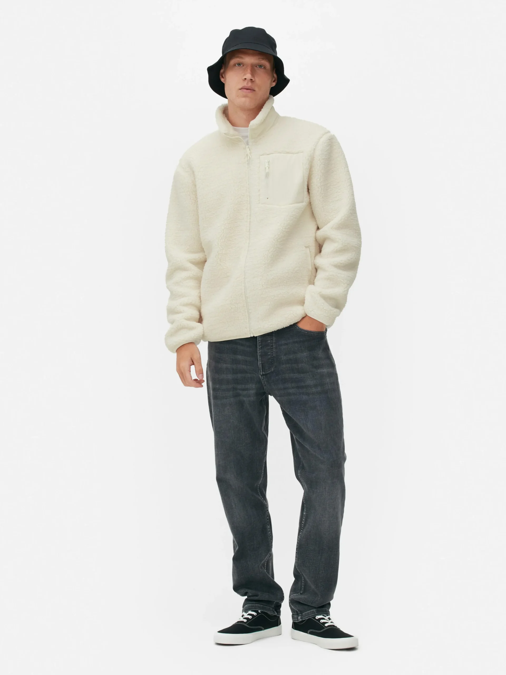 Funnel Neck Borg Jacket|Primark