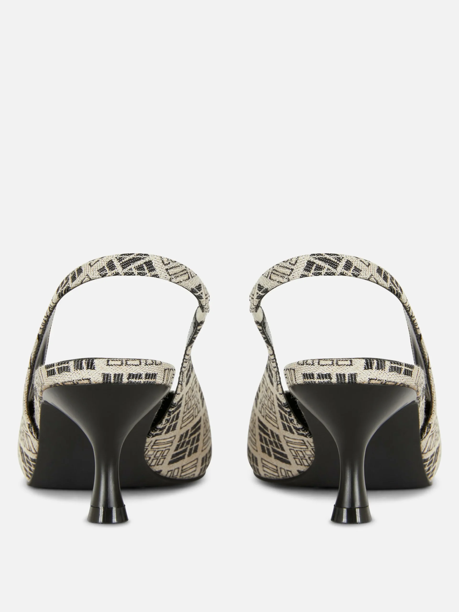 Geometric Print Slingback Kitten Heels|Primark New
