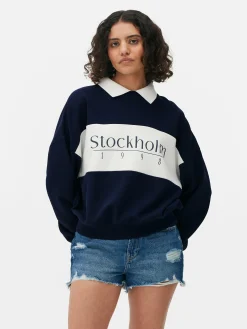 Graphic Collared Sweatshirt|Primark Clearance
