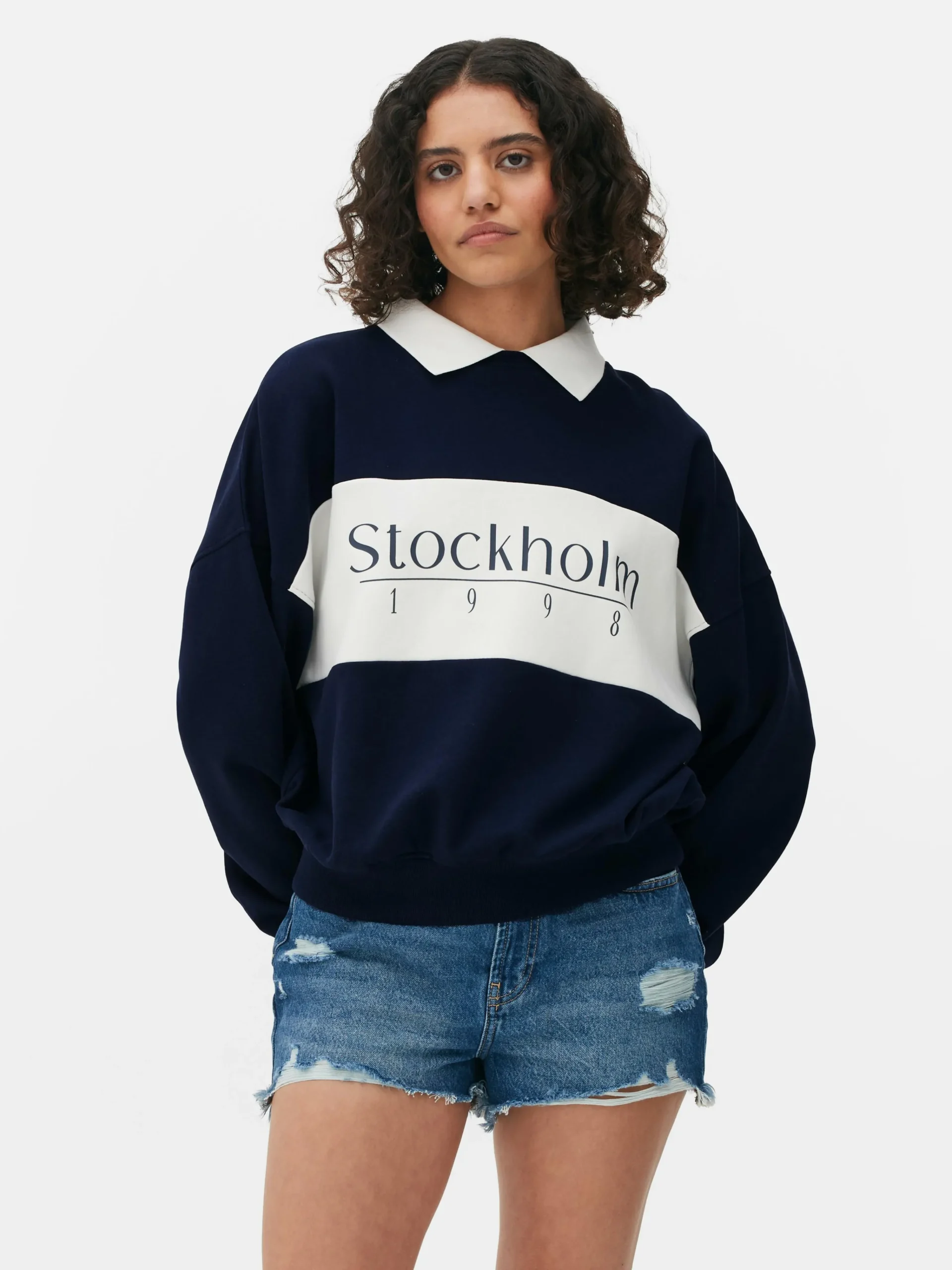 Graphic Collared Sweatshirt|Primark Clearance