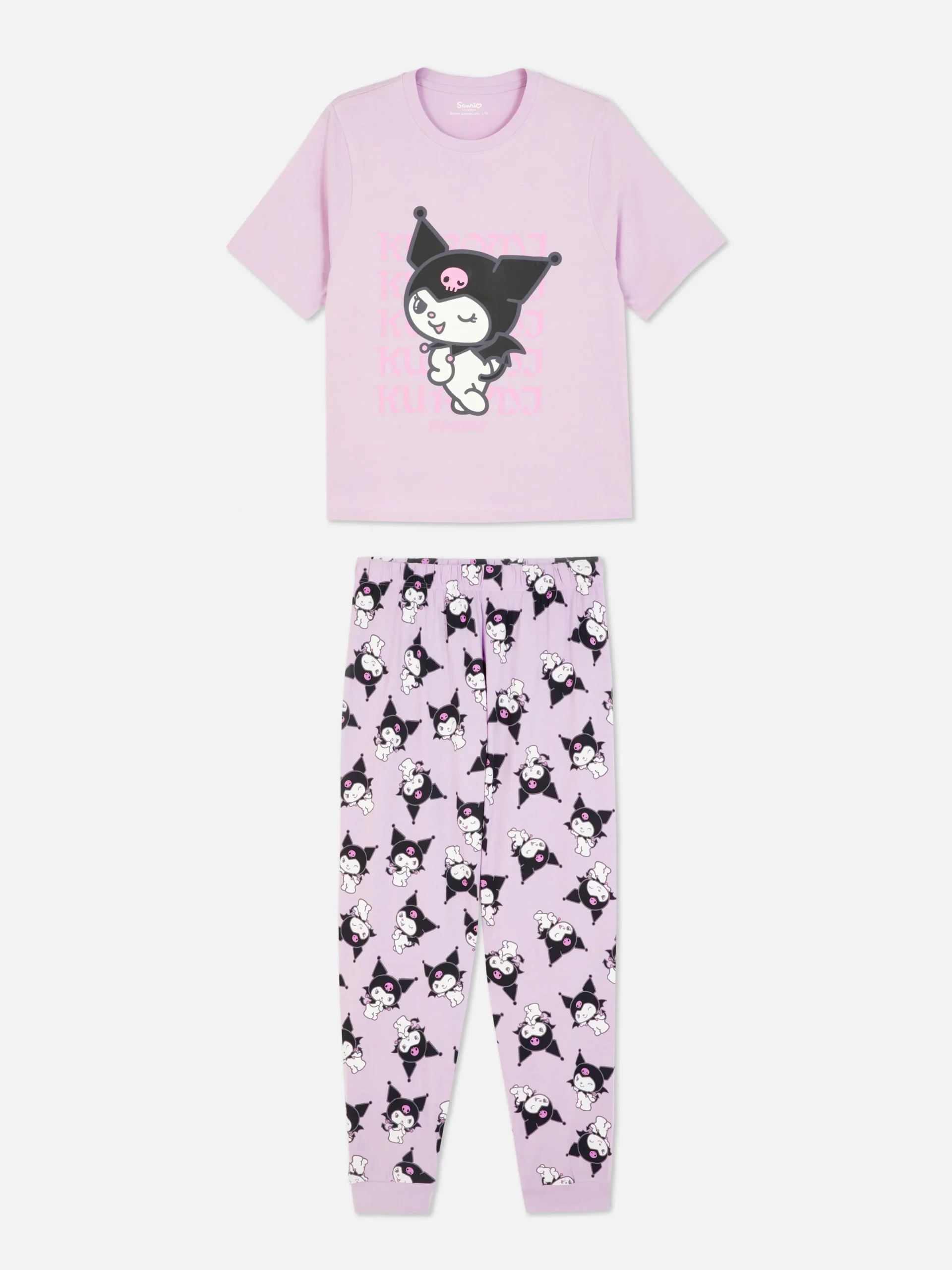 Hello Kitty Kuromi Jersey Pajama Set|Primark New