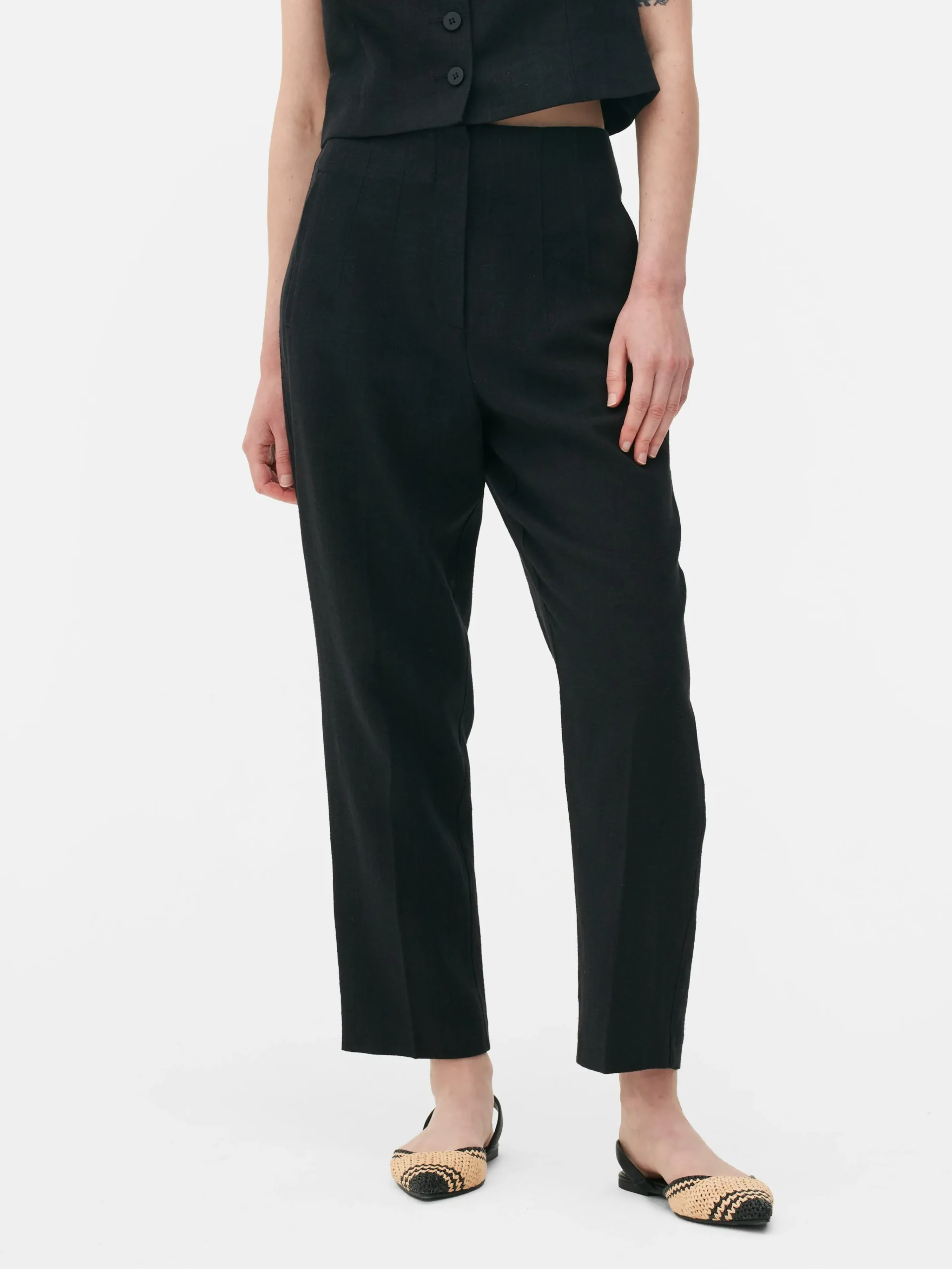 High Waist Pinstitch Pants|Primark Sale