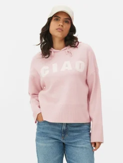 Knitted Pullover Slogan Hoodie|Primark Online