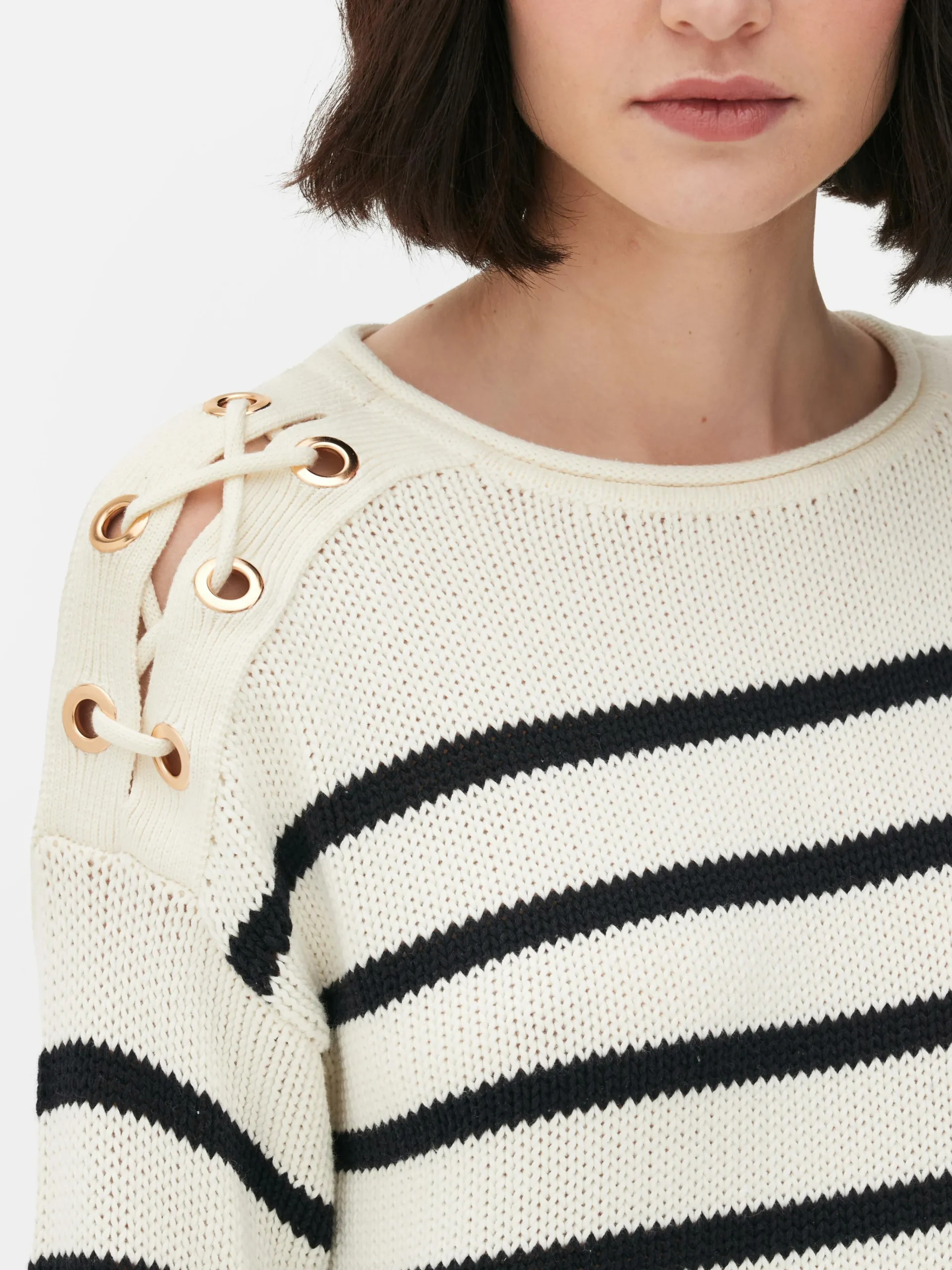 Laced Shoulder Striped Sweater|Primark Hot