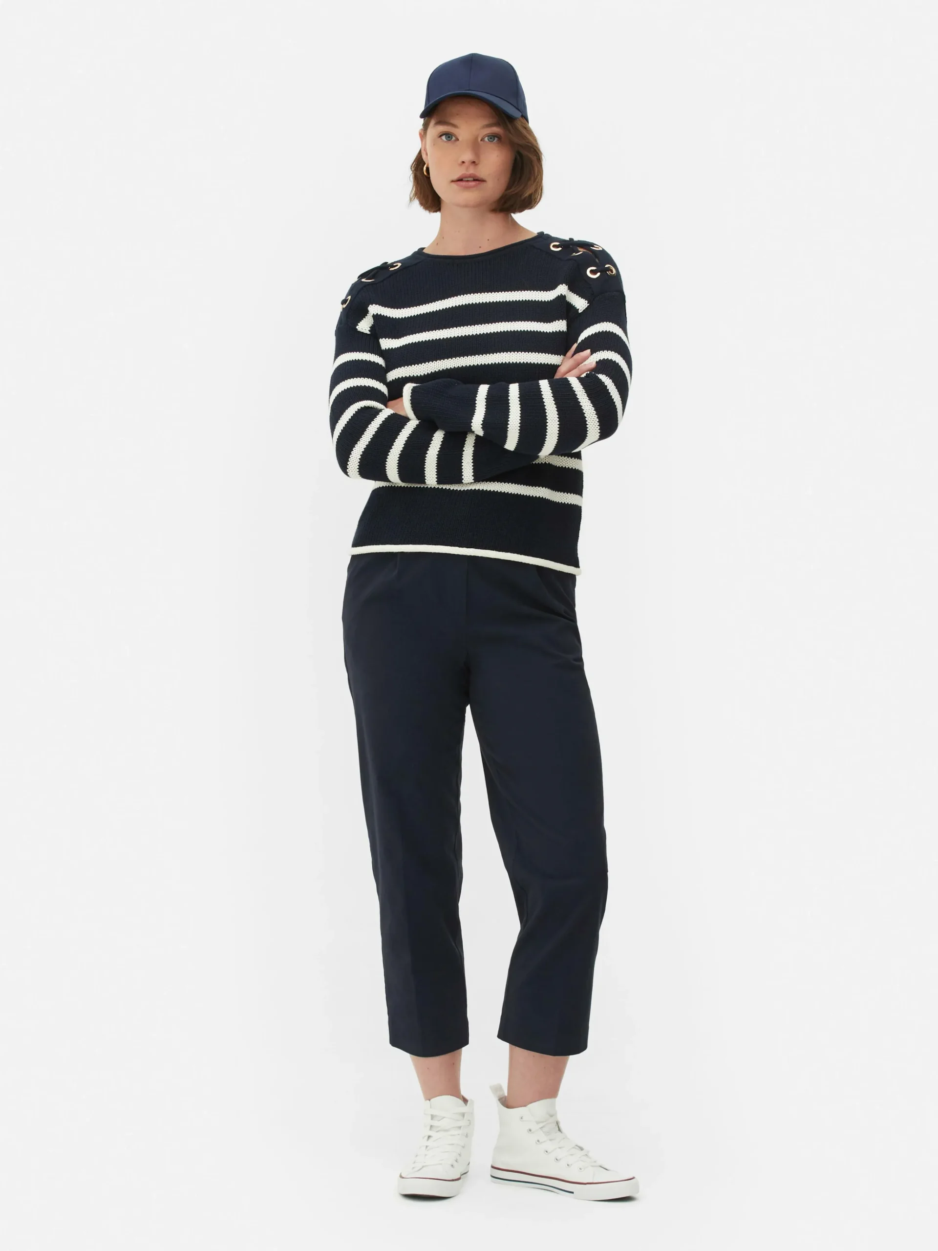 Laced Shoulder Striped Sweater|Primark Outlet