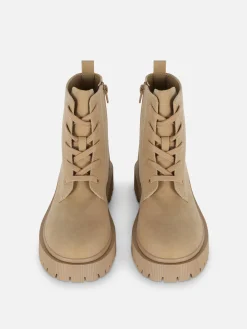 Lace-Up Faux Suede Boots|Primark Discount