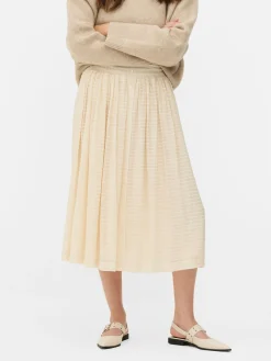 Ladder Stripe Buttoned Midi Skirt|Primark Sale