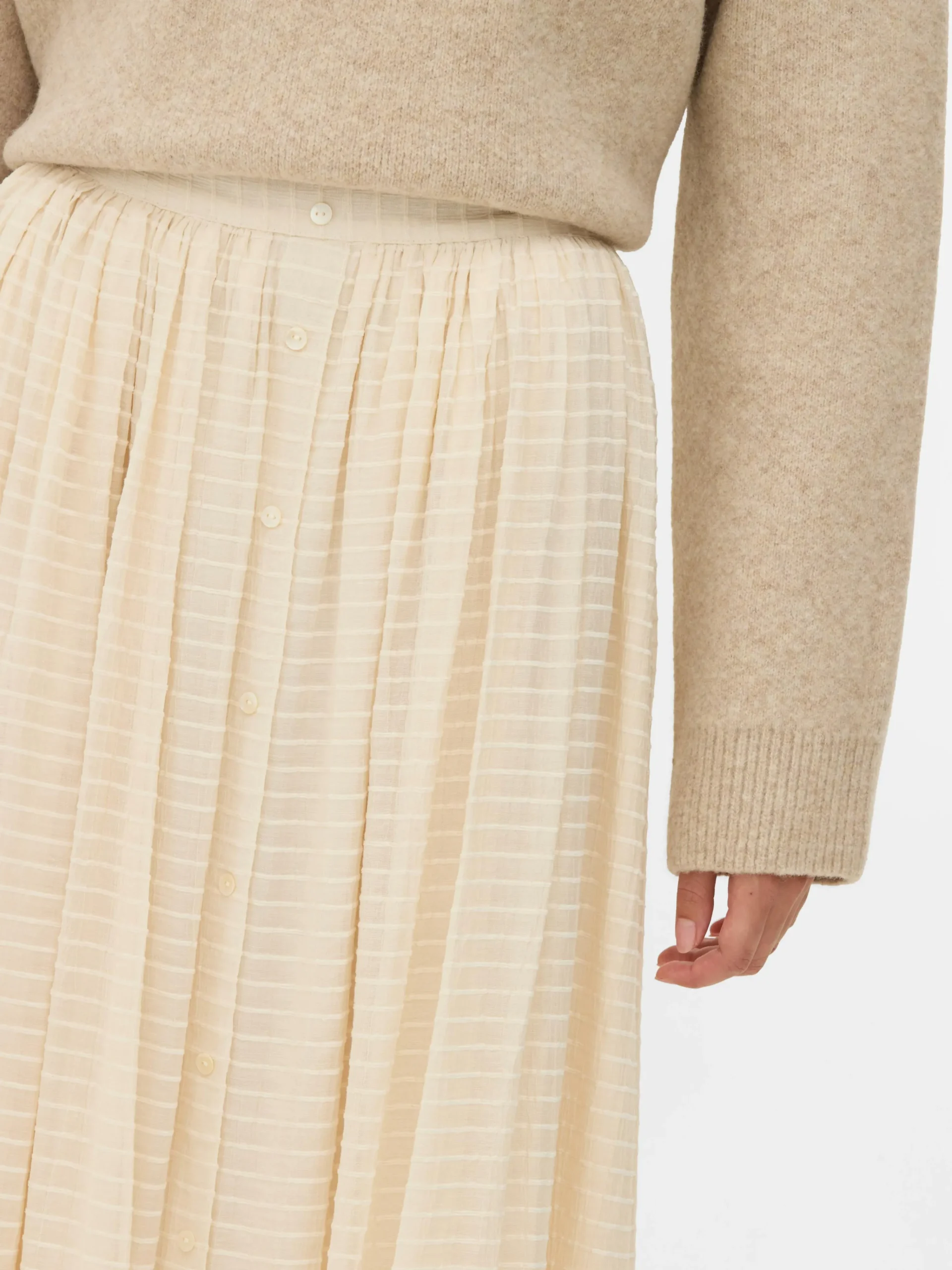 Ladder Stripe Buttoned Midi Skirt|Primark Sale