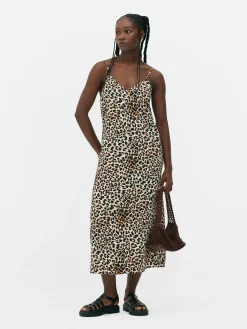 Leopard Print Midi Slip Dress|Primark New