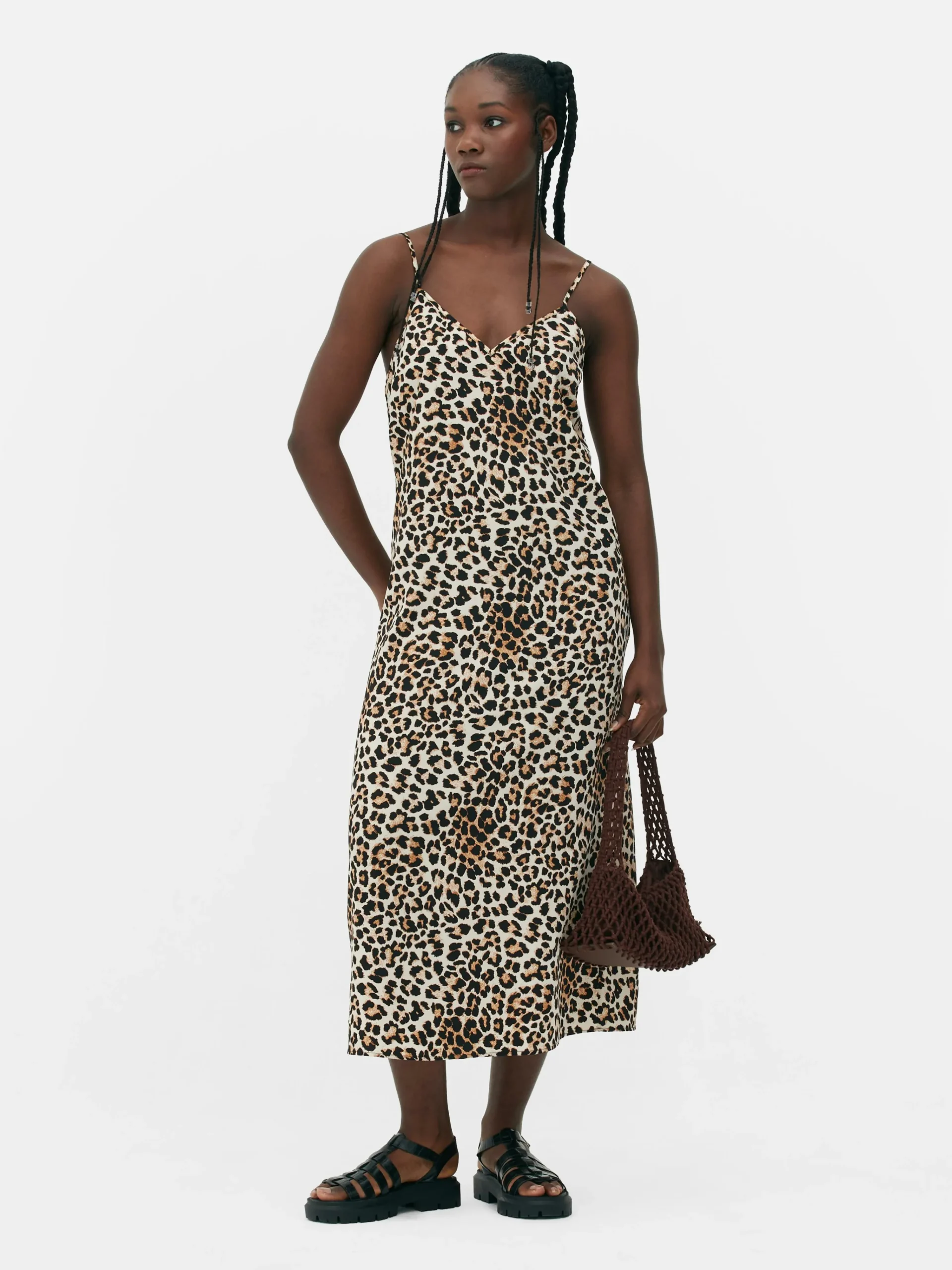 Leopard Print Midi Slip Dress|Primark New