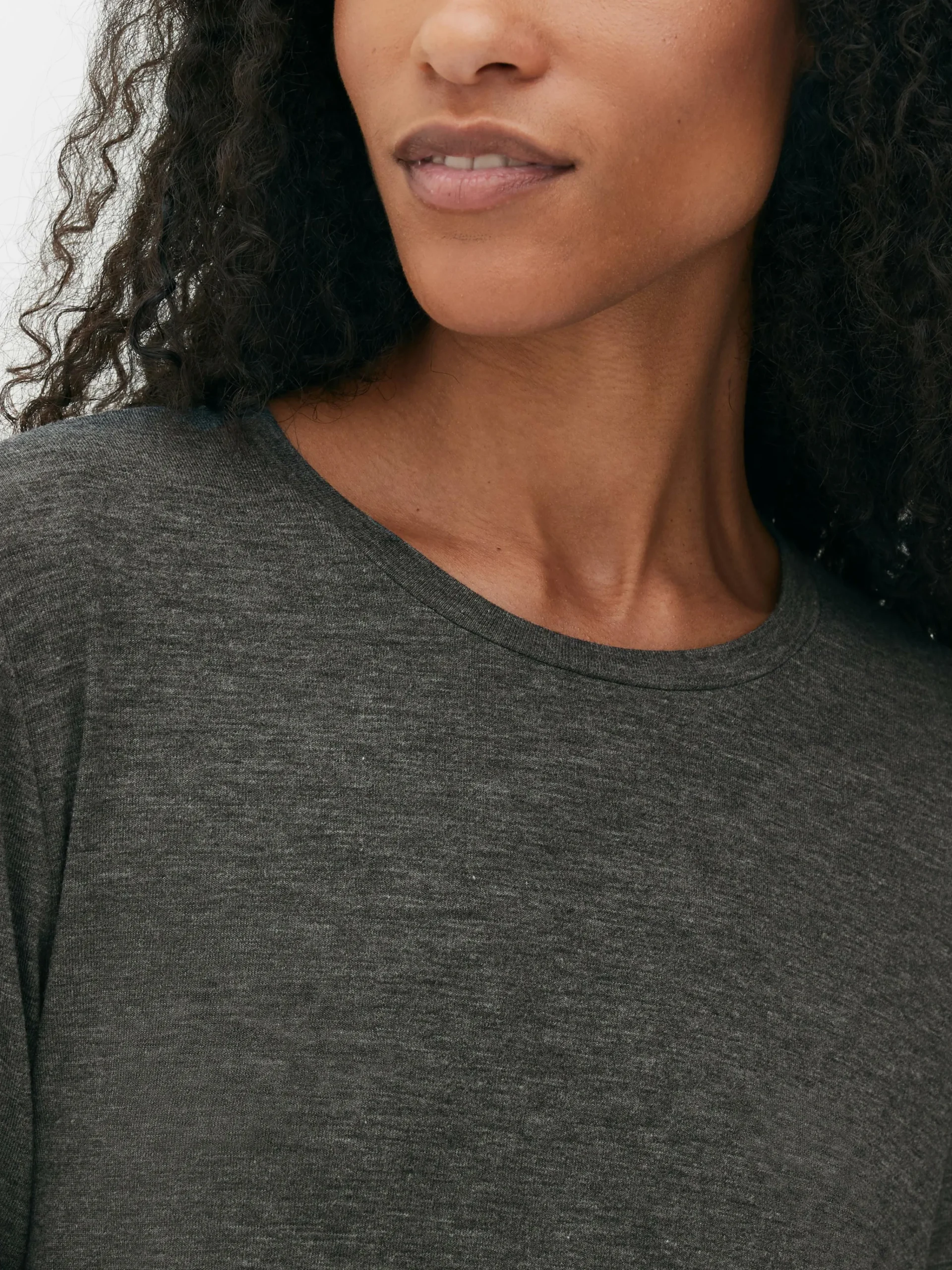 Long Sleeve Long Curved Hem Top|Primark Hot