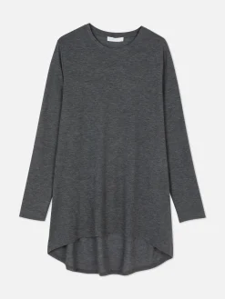 Long Sleeve Long Curved Hem Top|Primark Hot