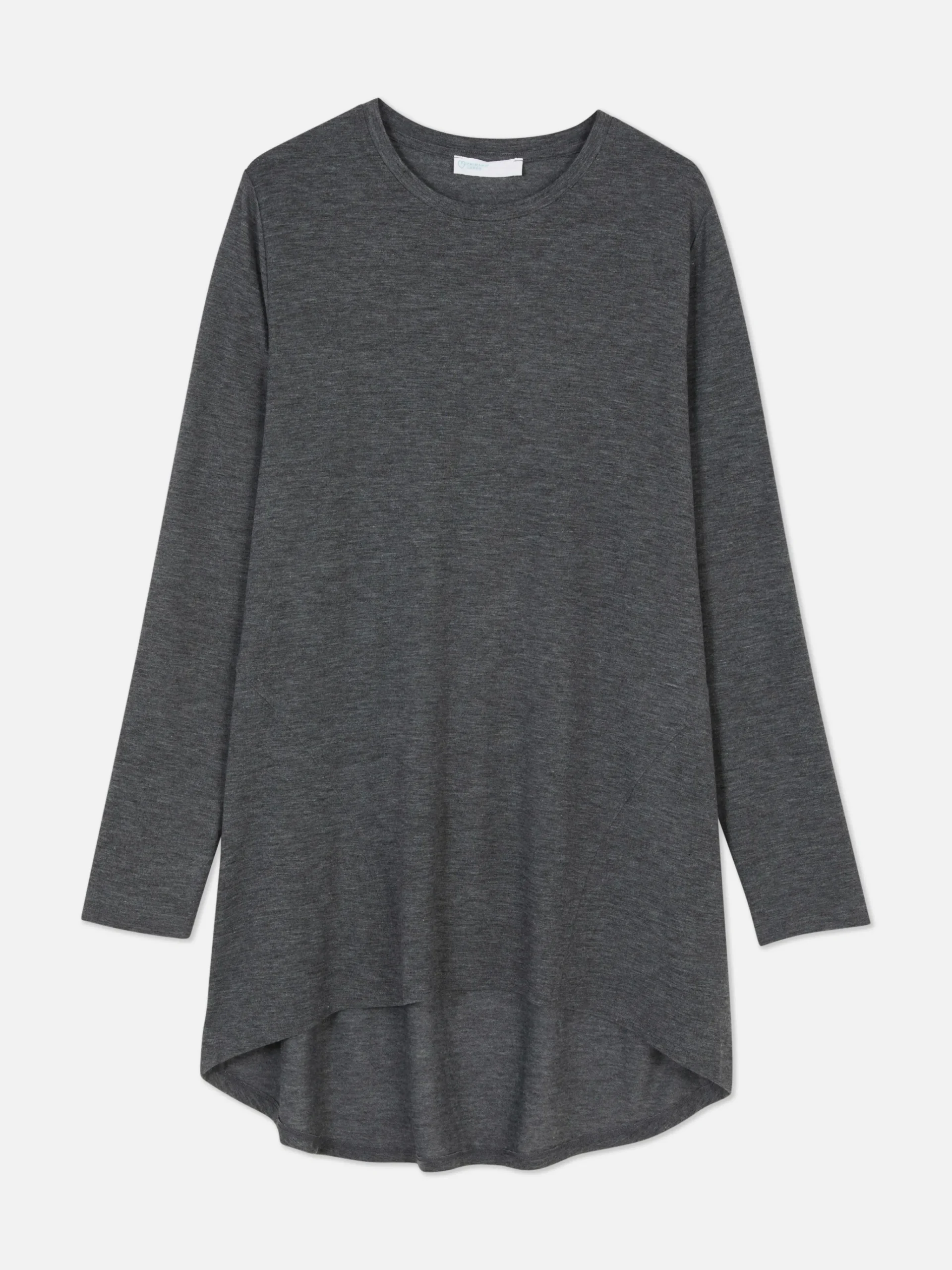Long Sleeve Long Curved Hem Top|Primark Hot