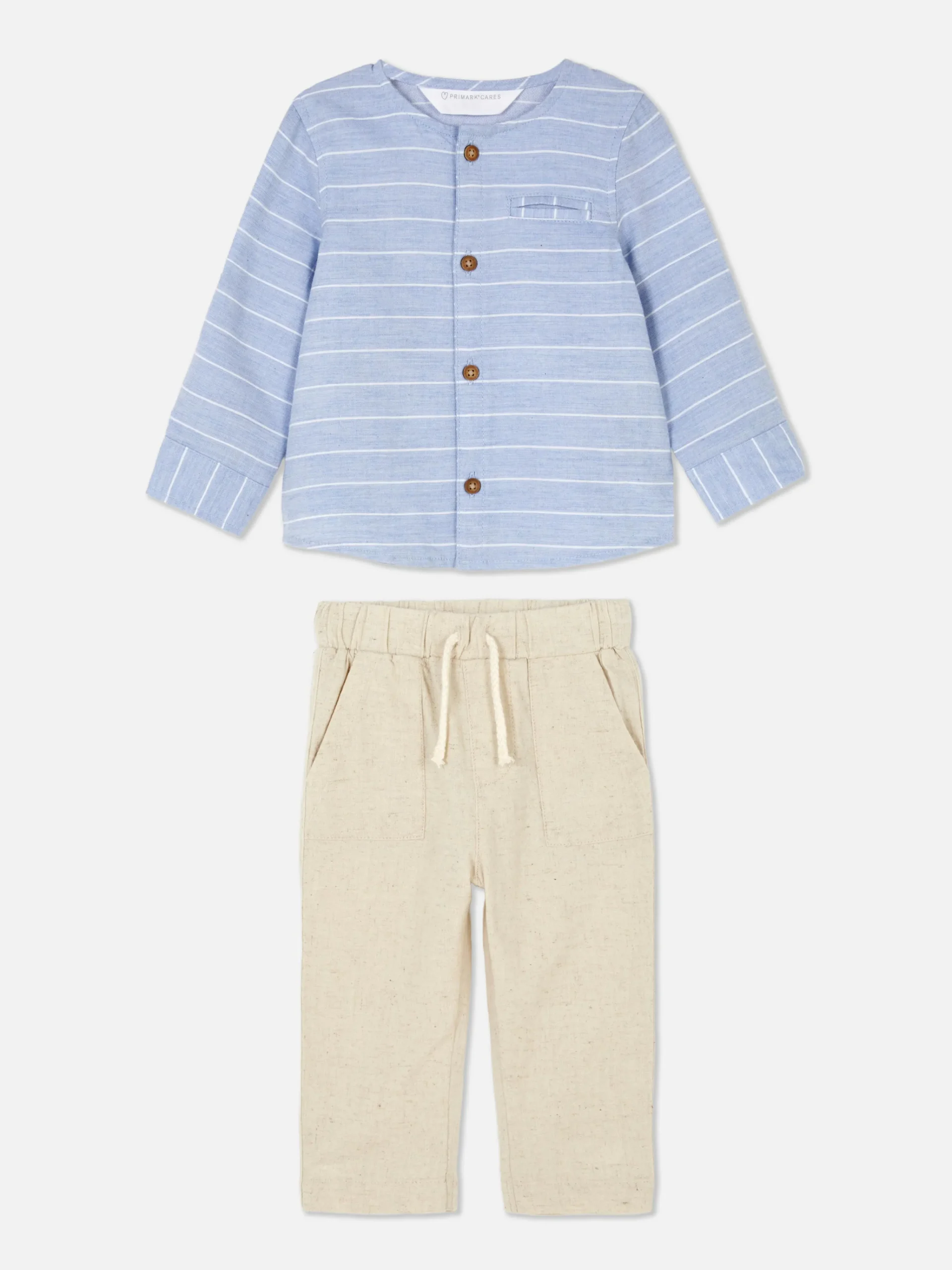 Long Sleeve Shirt And Drawstring Pants Set|Primark Hot