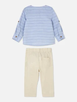 Long Sleeve Shirt And Drawstring Pants Set|Primark Hot