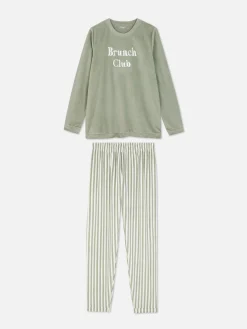 Long Sleeve Slogan Pajamas|Primark Online