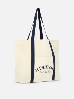 Manhattan Oversized Canvas Tote|Primark New