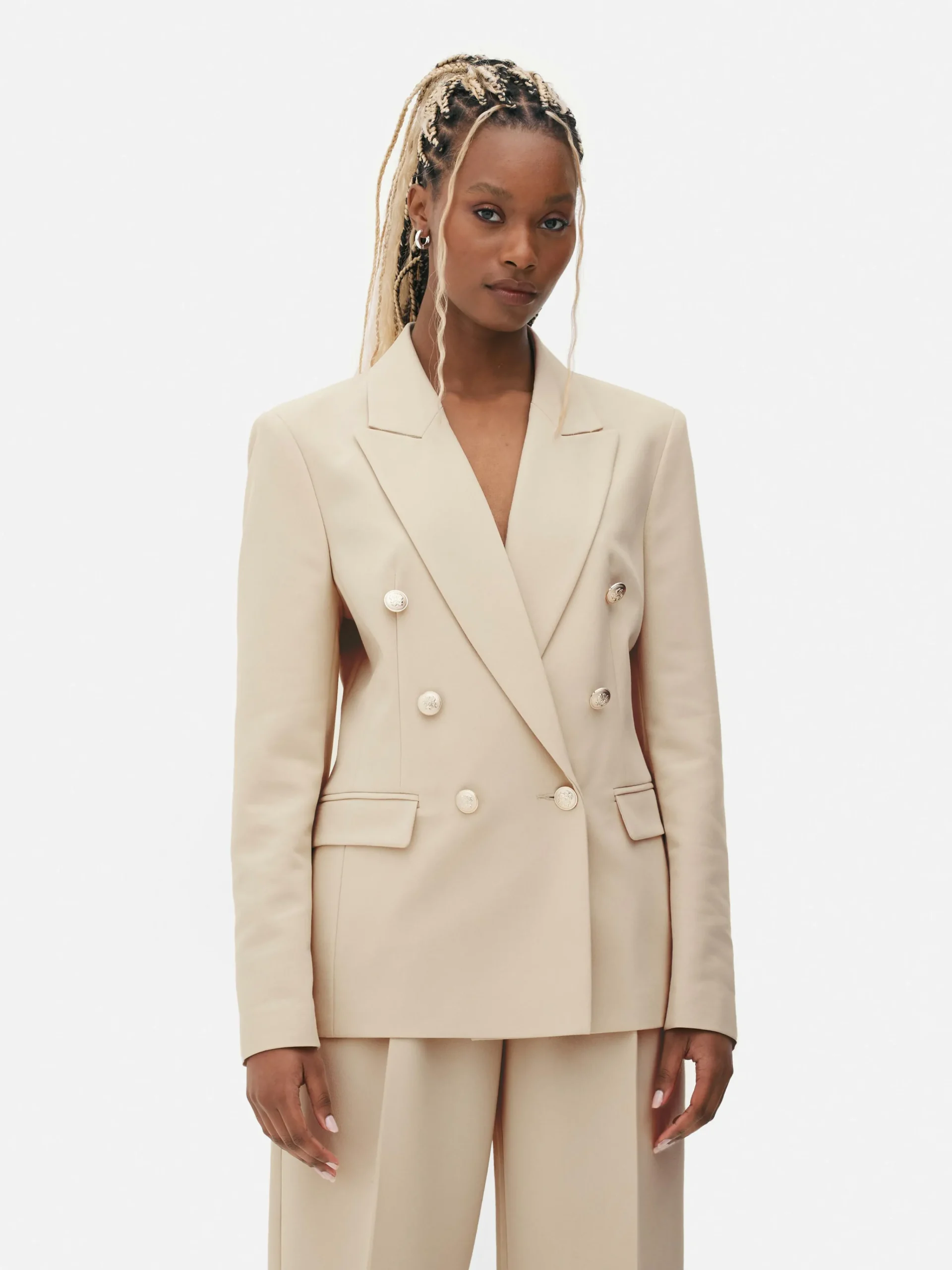 Metallic Button Double Breasted Blazer|Primark