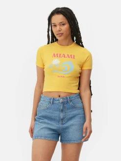 Miami Beach Cropped T-Shirt|Primark Hot