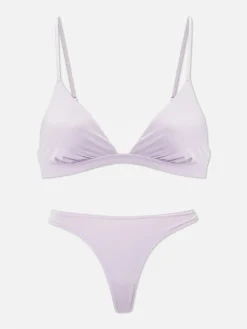 Microfiber Triangle Bra And Thong Set|Primark Outlet