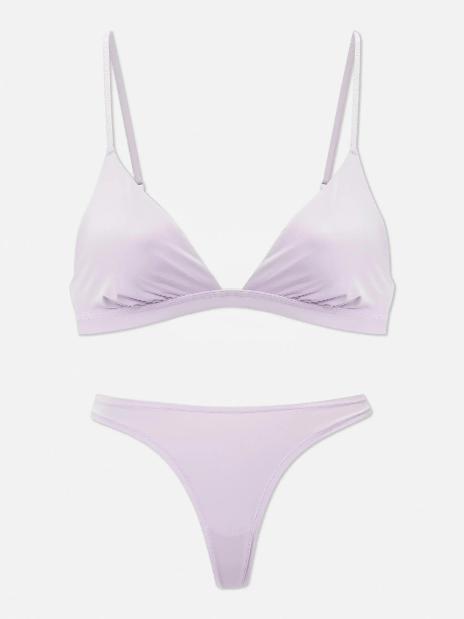 Microfiber Triangle Bra And Thong Set|Primark Outlet