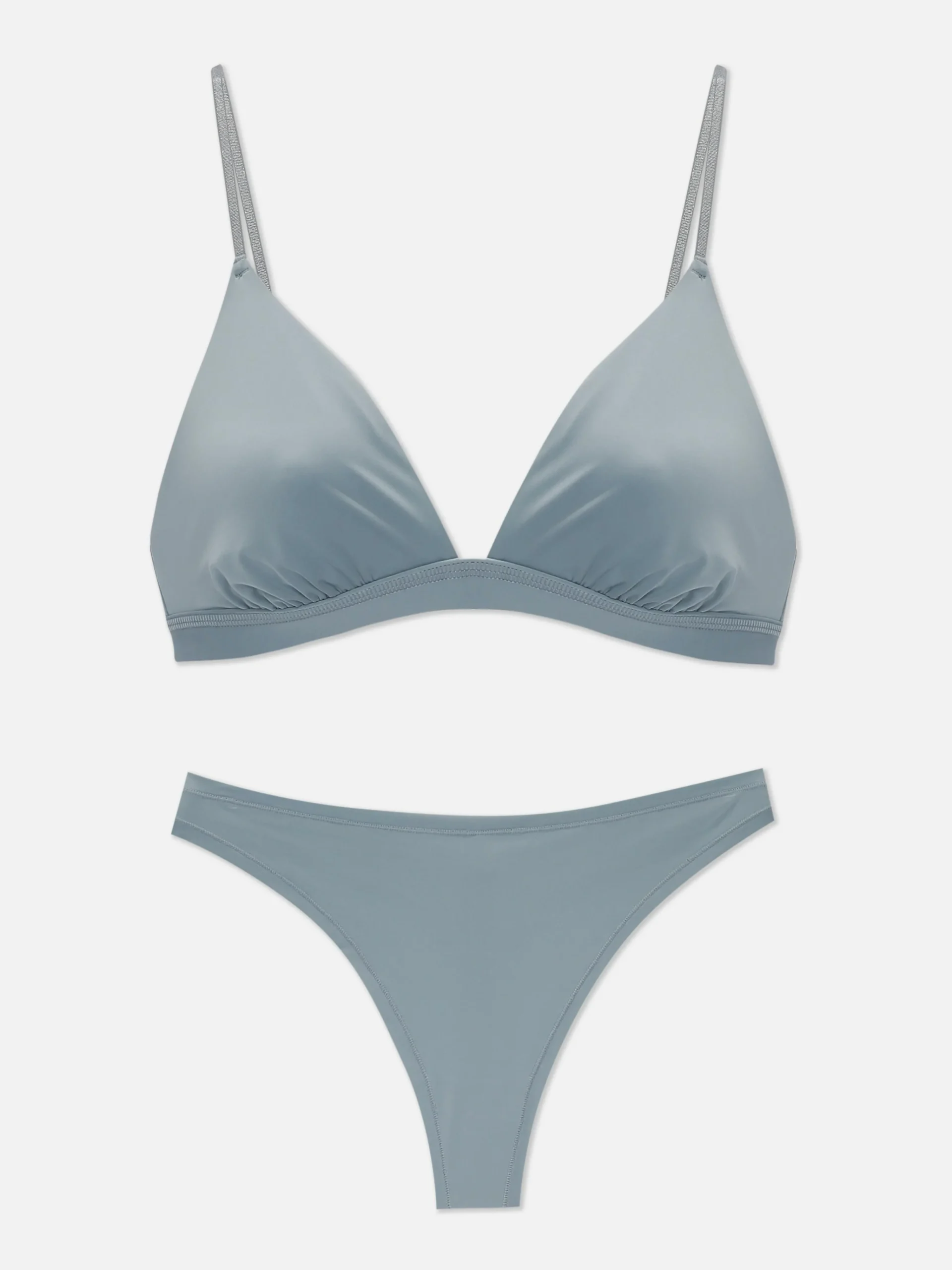Microfiber Triangle Bra And Thong Set|Primark Outlet