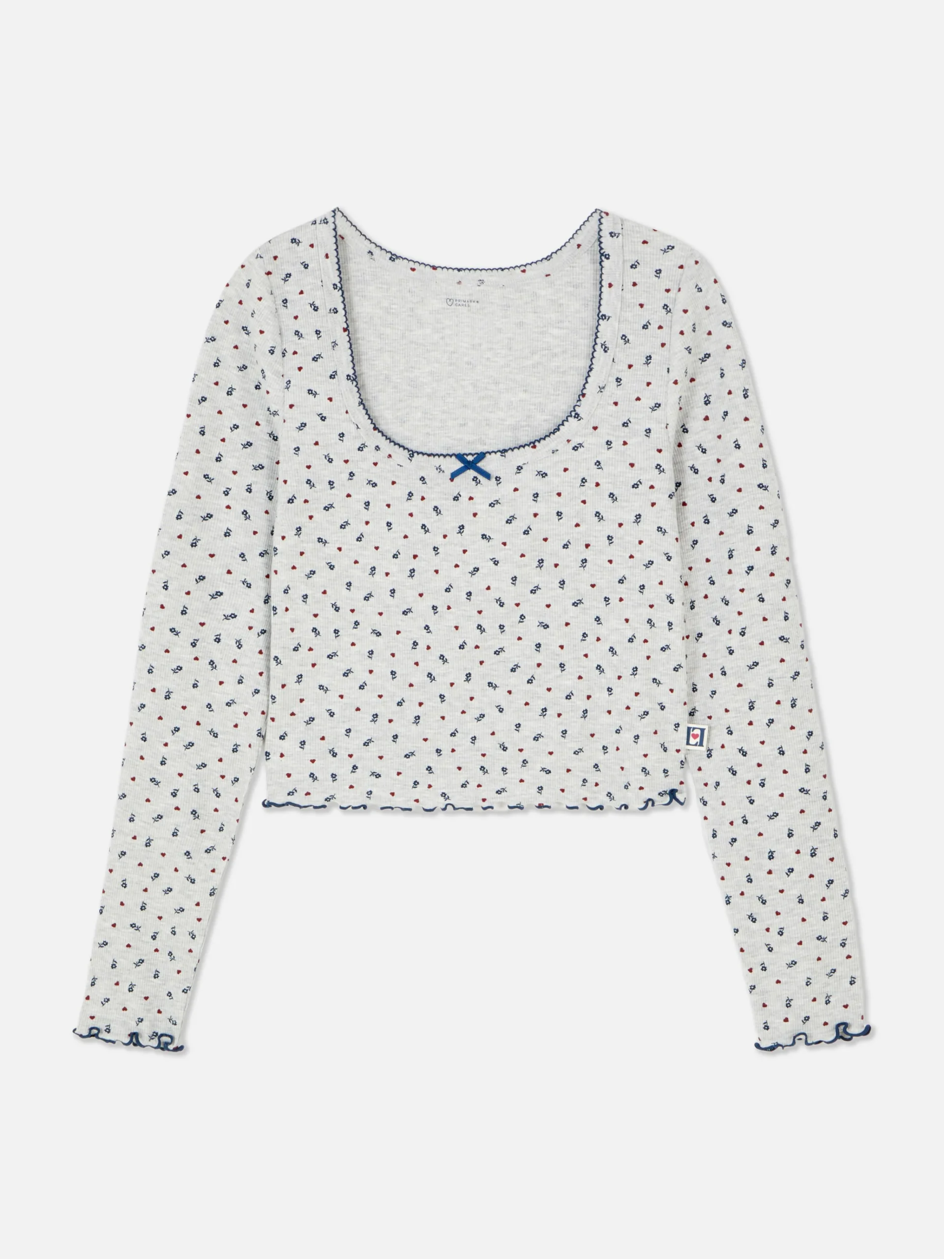 Mini Floral Ribbed Pajama Top|Primark Outlet