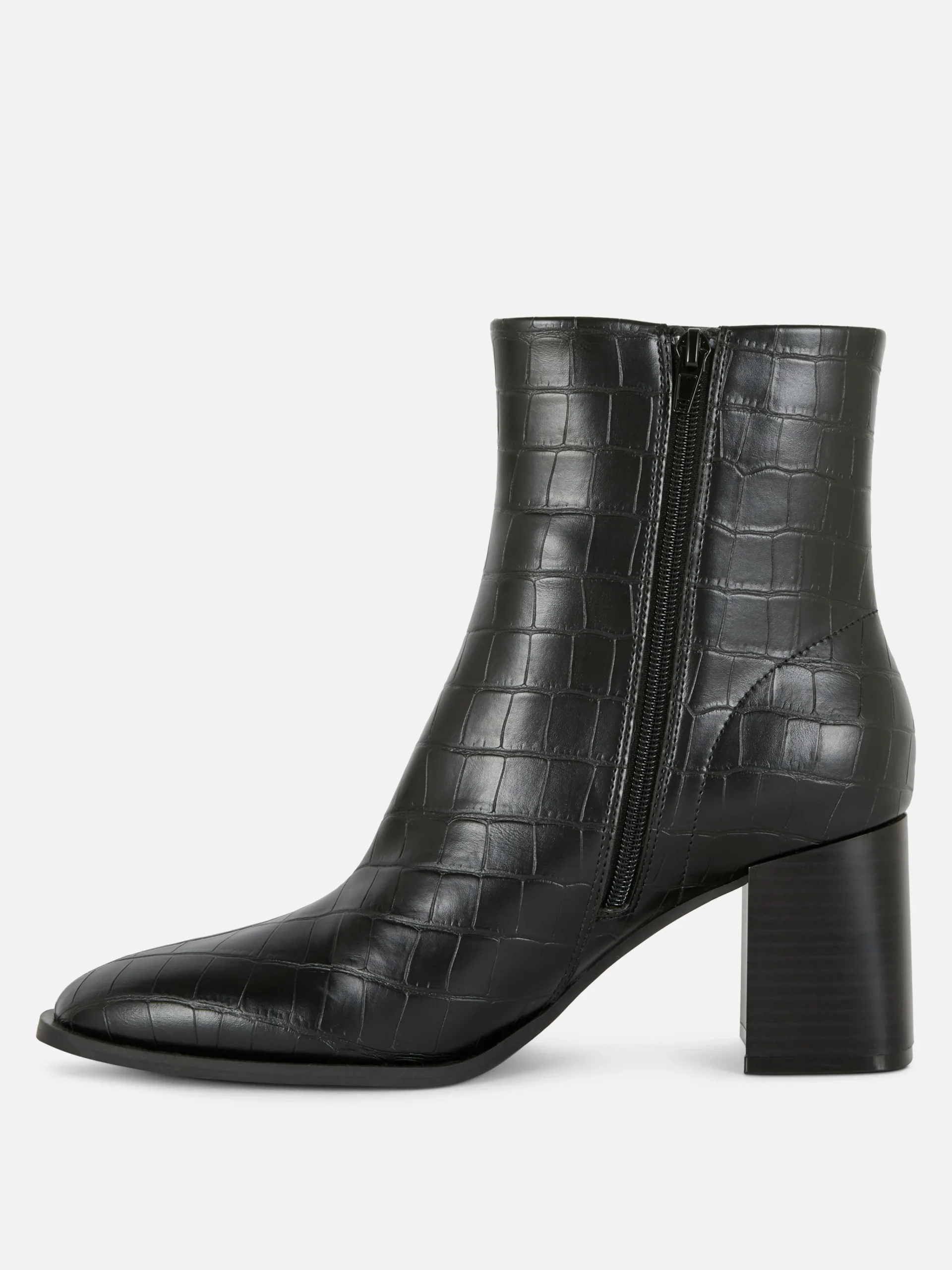 Mock Croc Faux Leather Heeled Boots|Primark Online