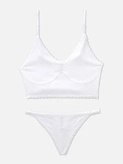 Non-Padded Pointelle Longline Bra Lingerie Set|Primark Best