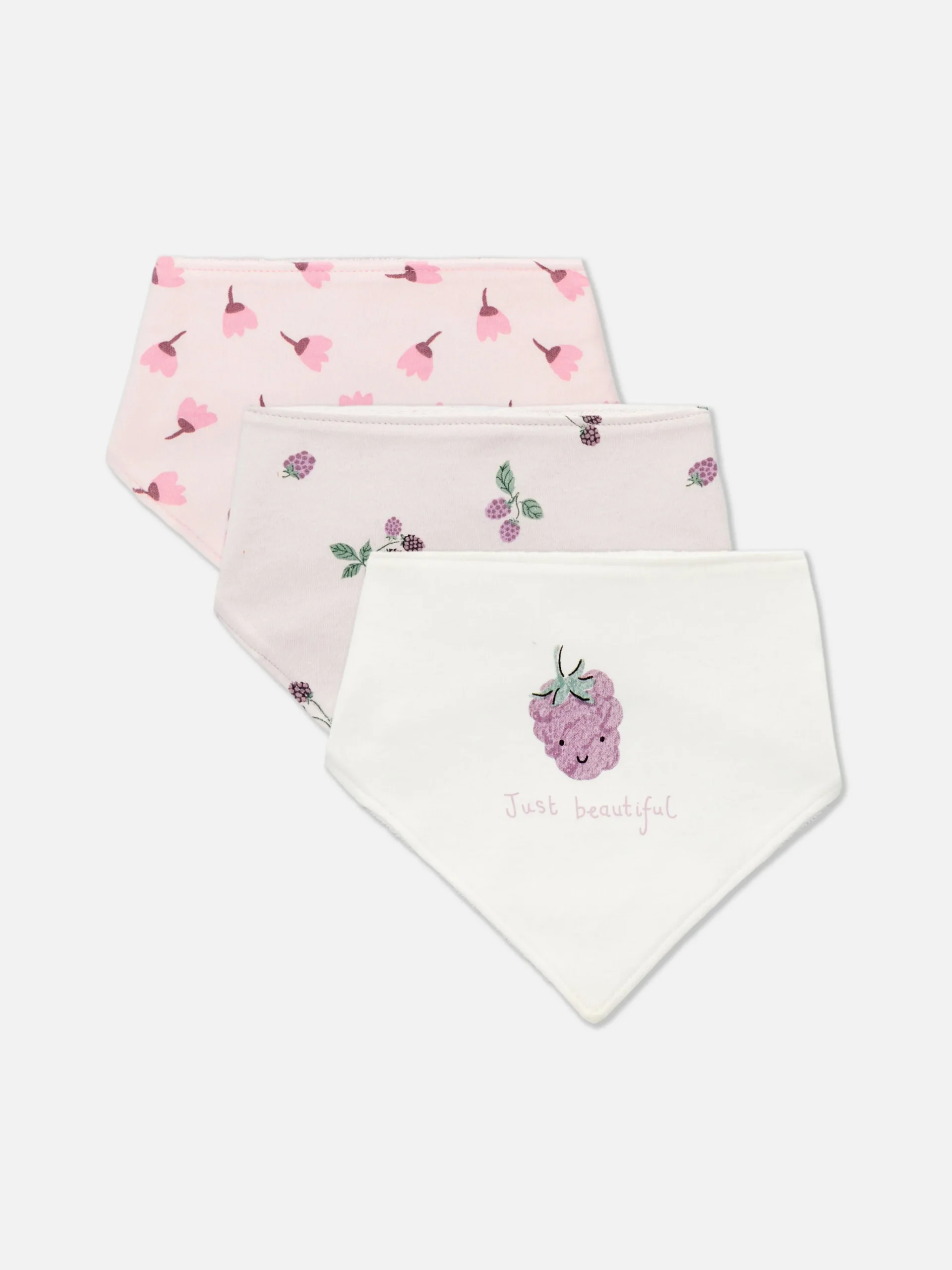 3-Pack Berry Graphic Bandana Bibs|Primark Best