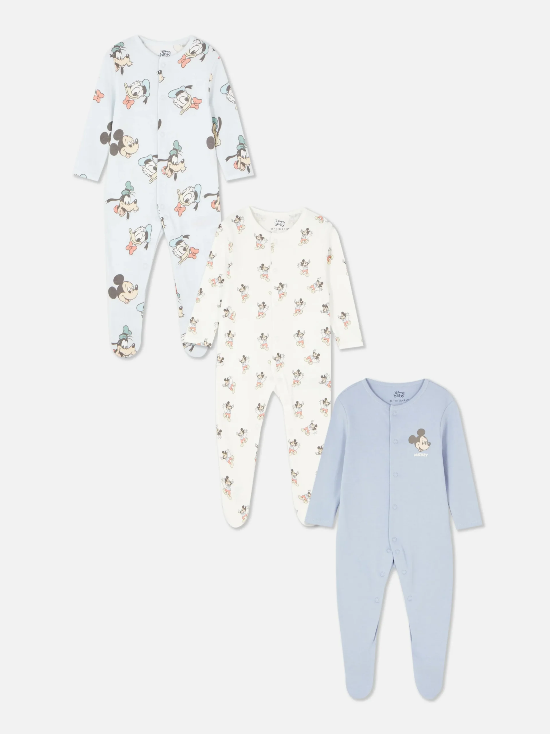 3-Pack Disney’s Mickey Mouse And Friends Sleepers|Primark Discount