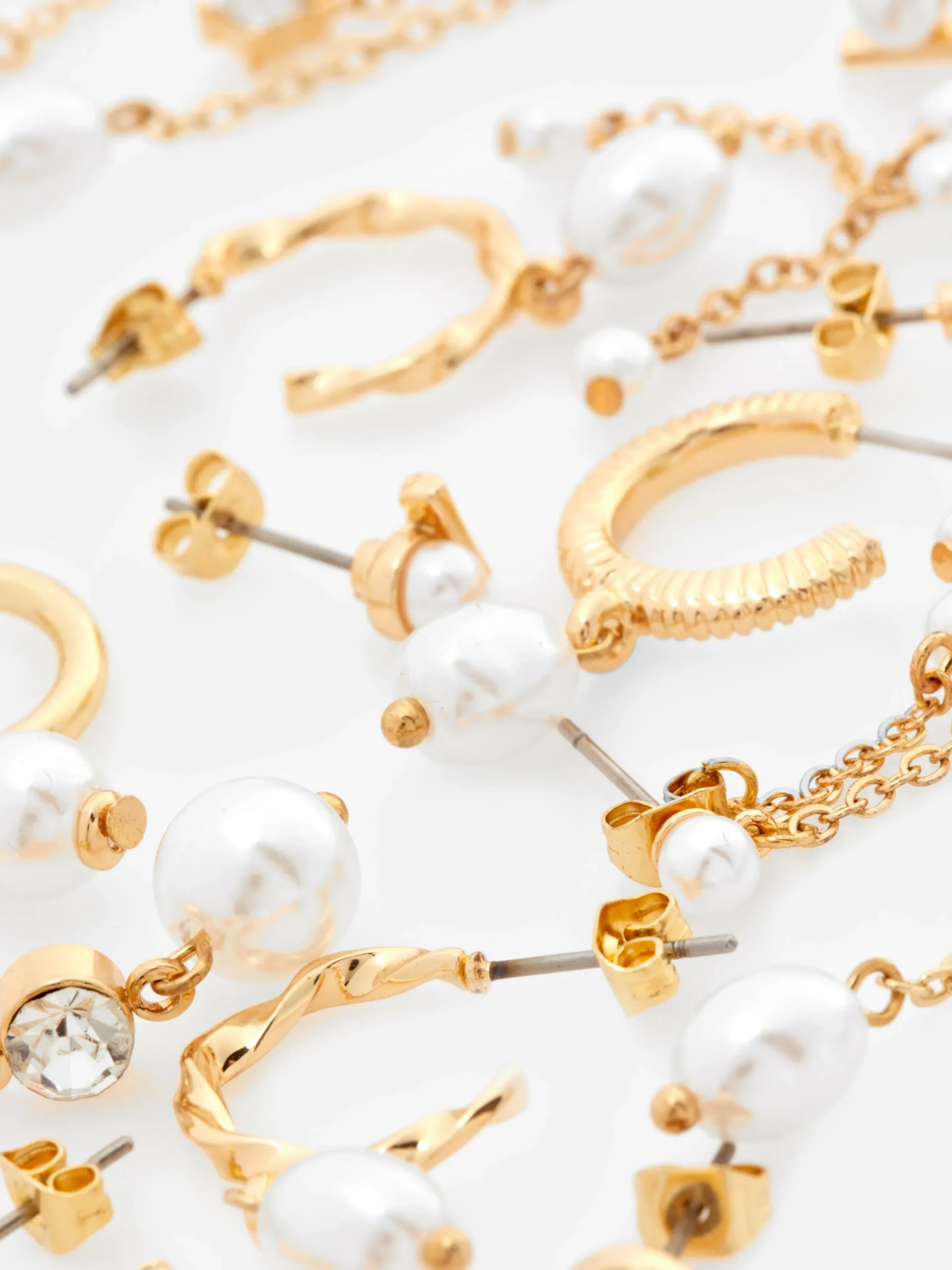 9-Pack Faux Pearl Stud And Duster Earrings|Primark Outlet