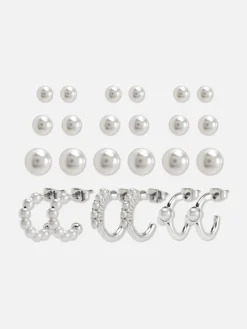 12-Pack Faux Pearl Stud Earrings|Primark Online