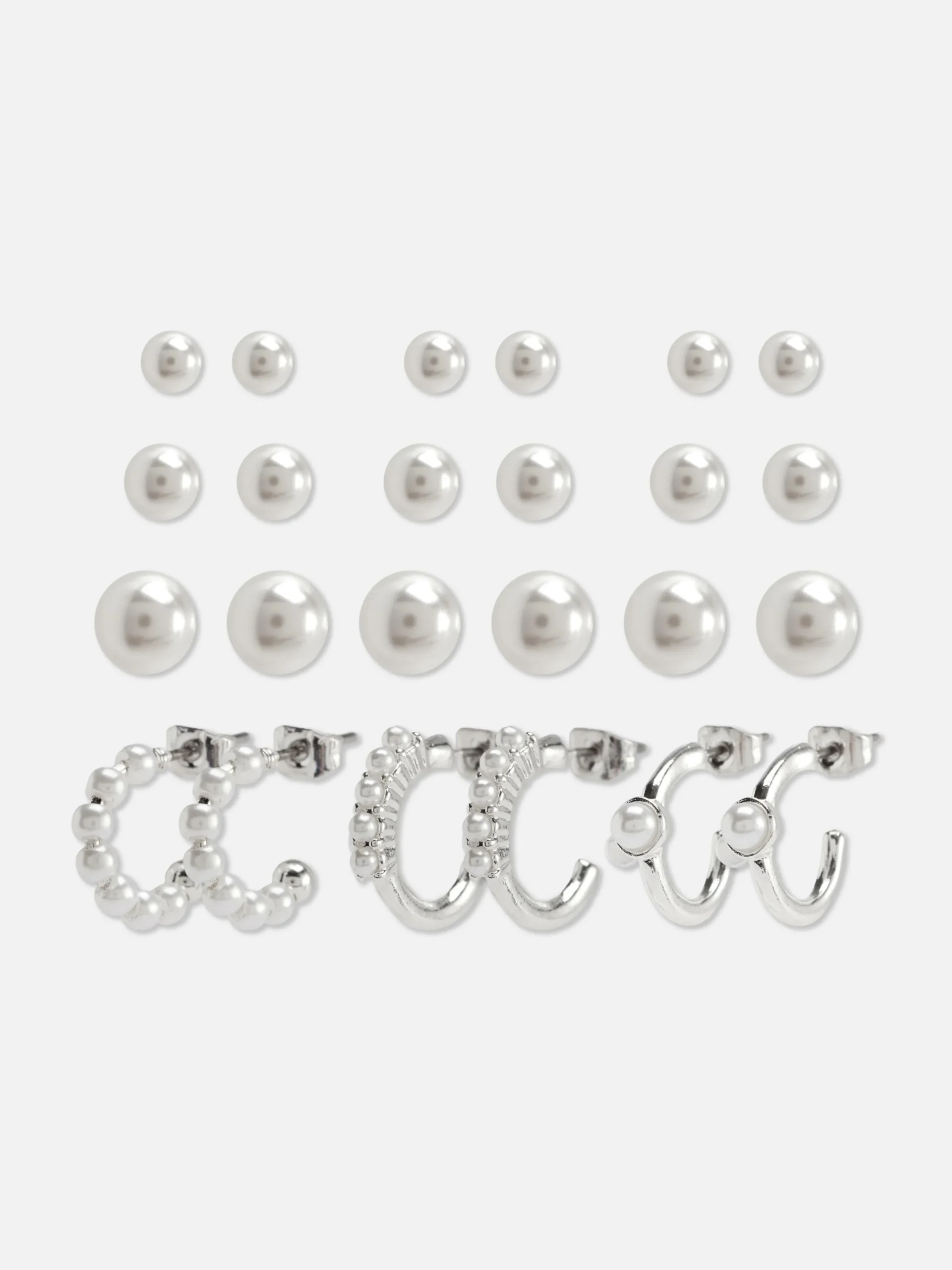 12-Pack Faux Pearl Stud Earrings|Primark Online