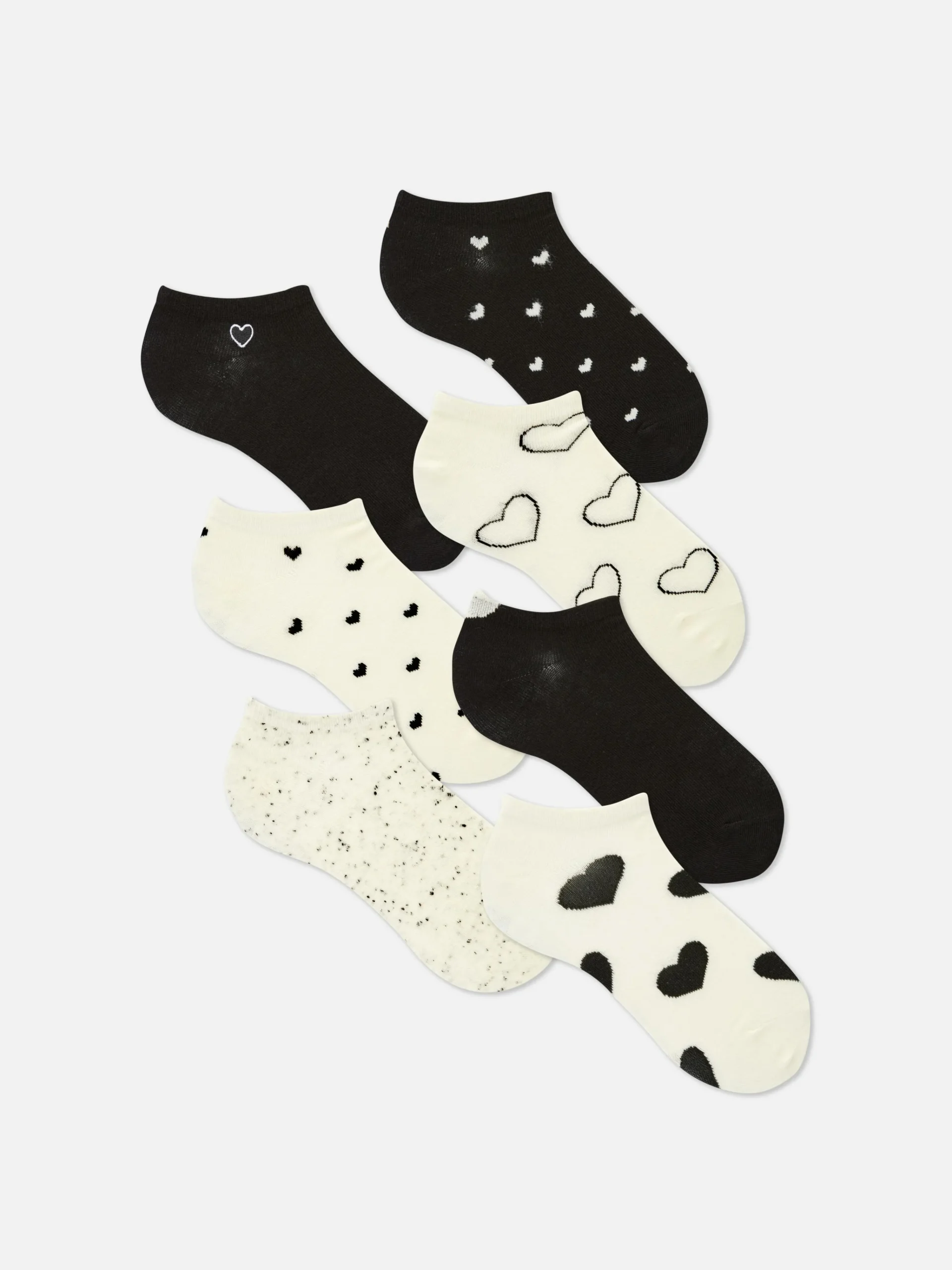 7-Pack Heart Monochrome Shoe Liners|Primark Sale