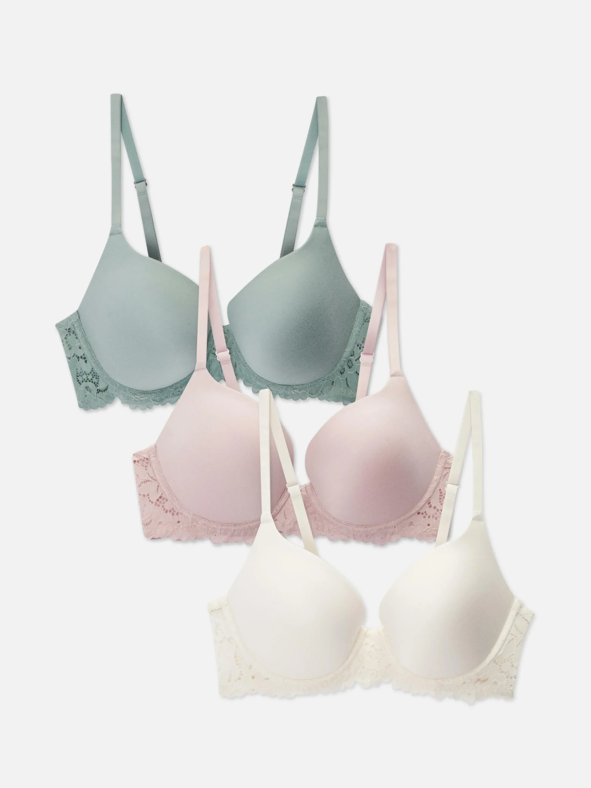3-Pack Lace Wing T-Shirt Bras|Primark Clearance