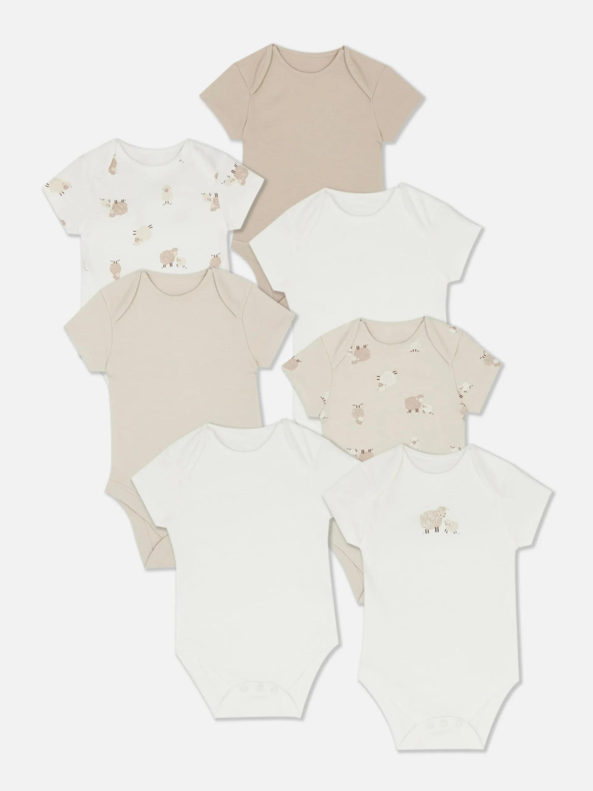 7-Pack Lamb Short Sleeve Bodysuits|Primark Outlet
