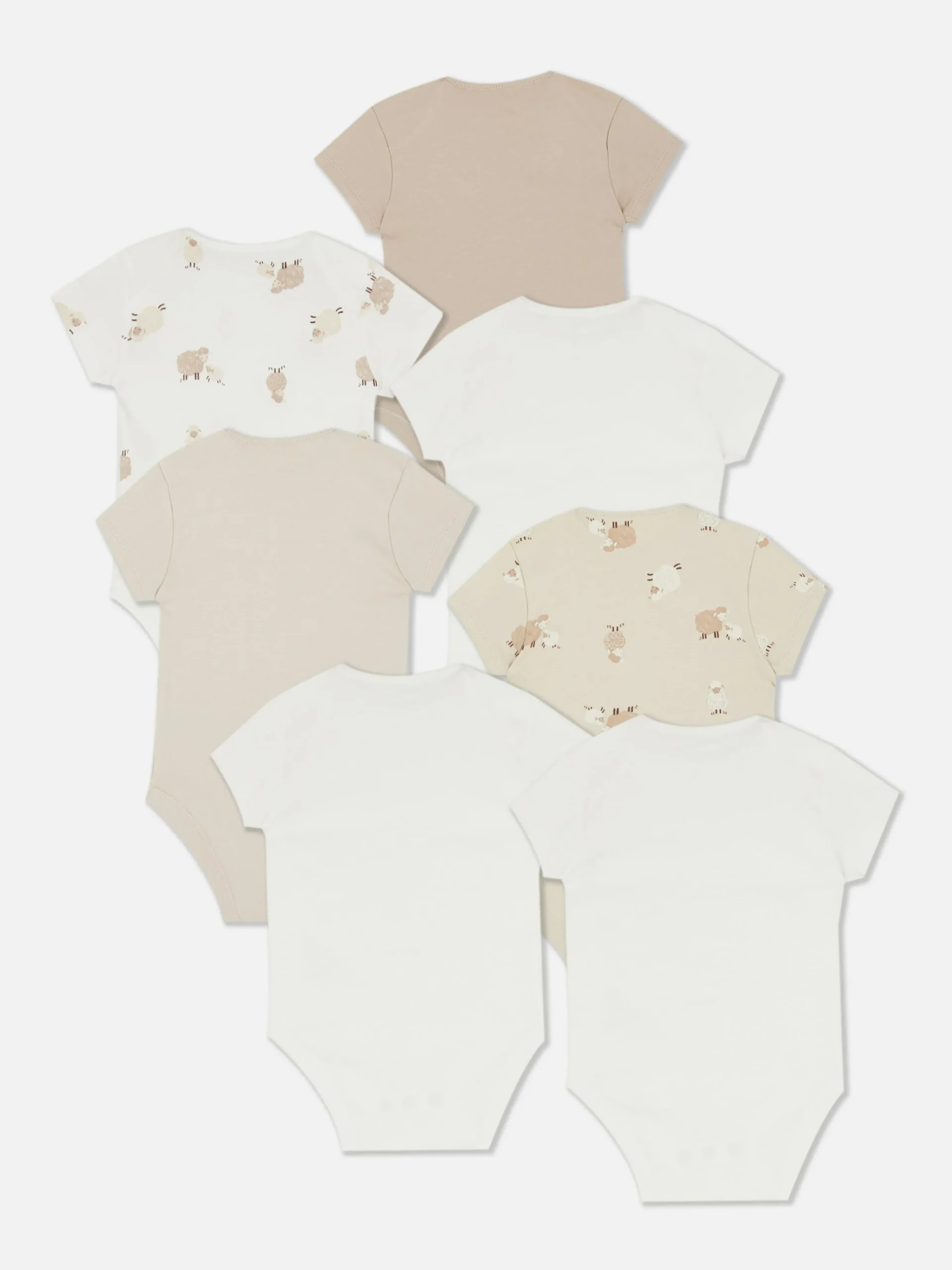 7-Pack Lamb Short Sleeve Bodysuits|Primark Outlet