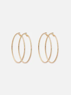 2-Pack Large Hoop Earrings|Primark New