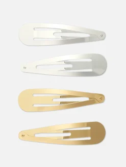 4-Pack Metal Snap Hair Clips|Primark New