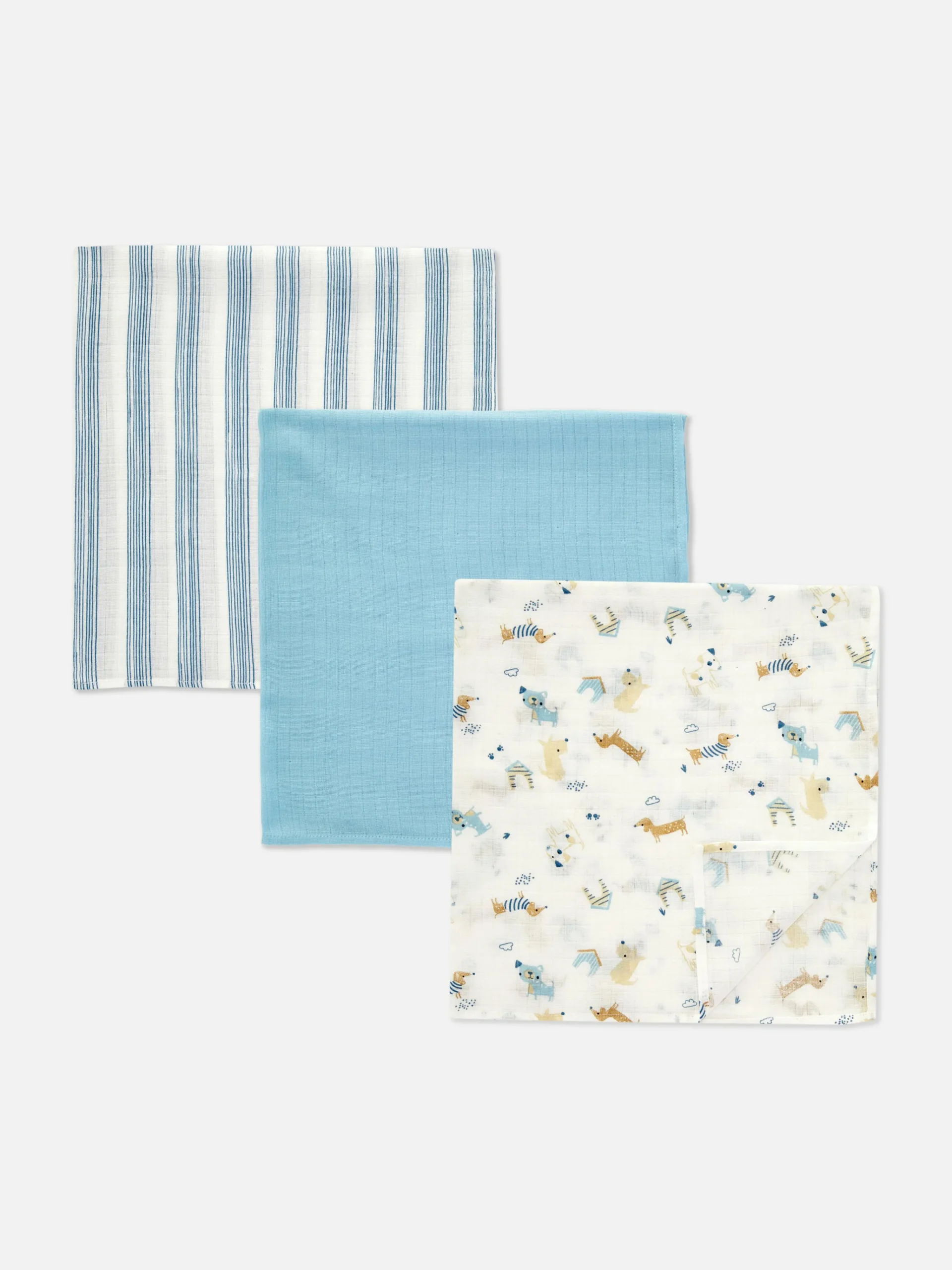 3-Pack Mixed Muslin Squares|Primark Clearance