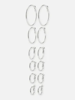 6-Pack Multi Size Hoop Earrings|Primark Hot