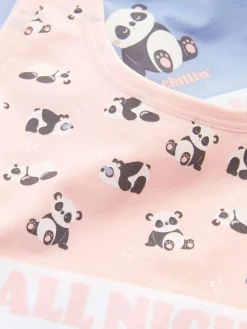 2-Pack Panda Slogan Cropped Vests|Primark Outlet