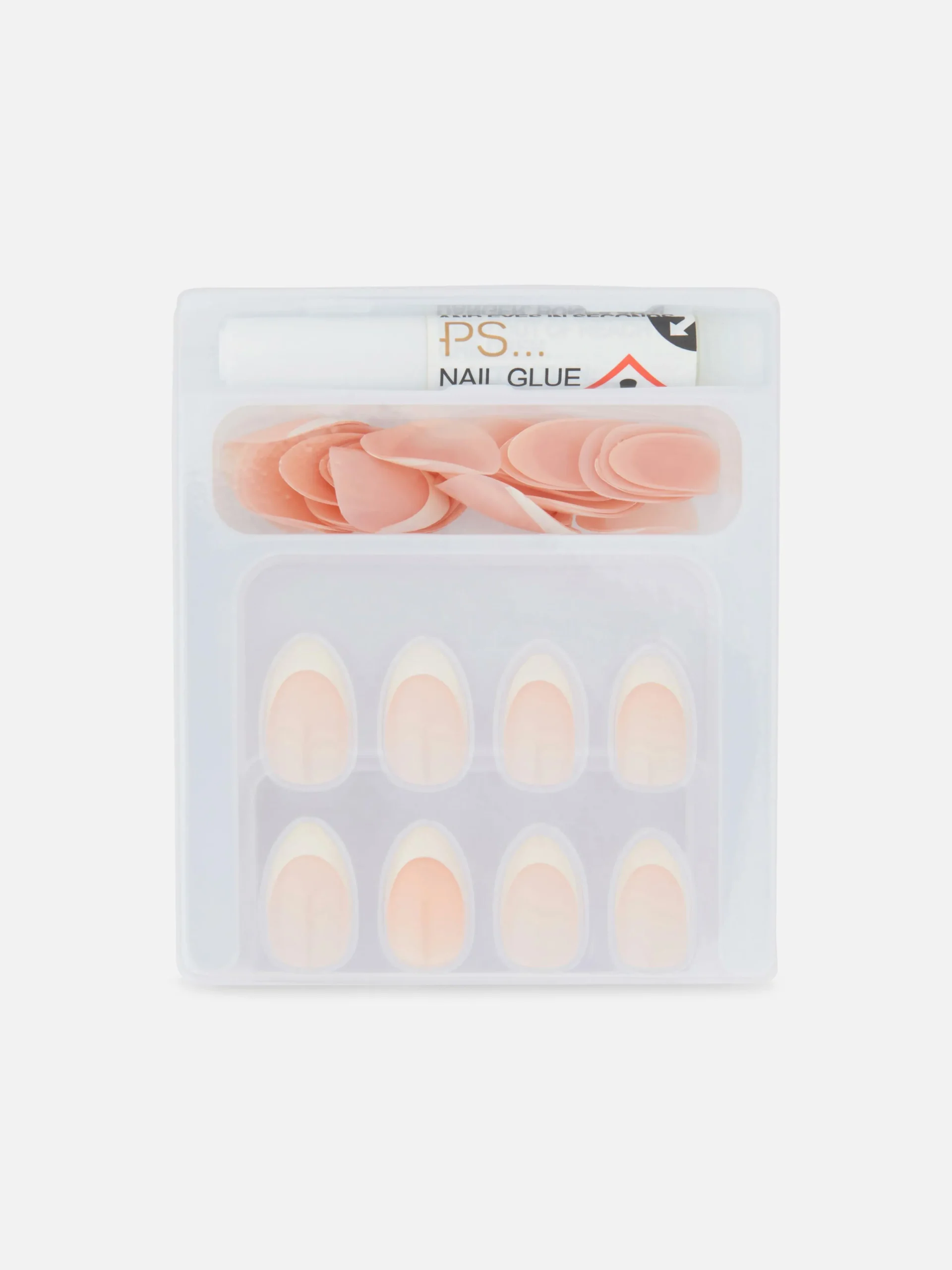 36-Pack PS Almond Gloss French Faux Nails|Primark Hot