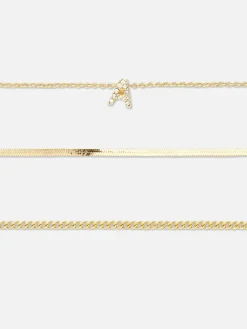 3-Pack Rhinestone Initial Bracelets|Primark