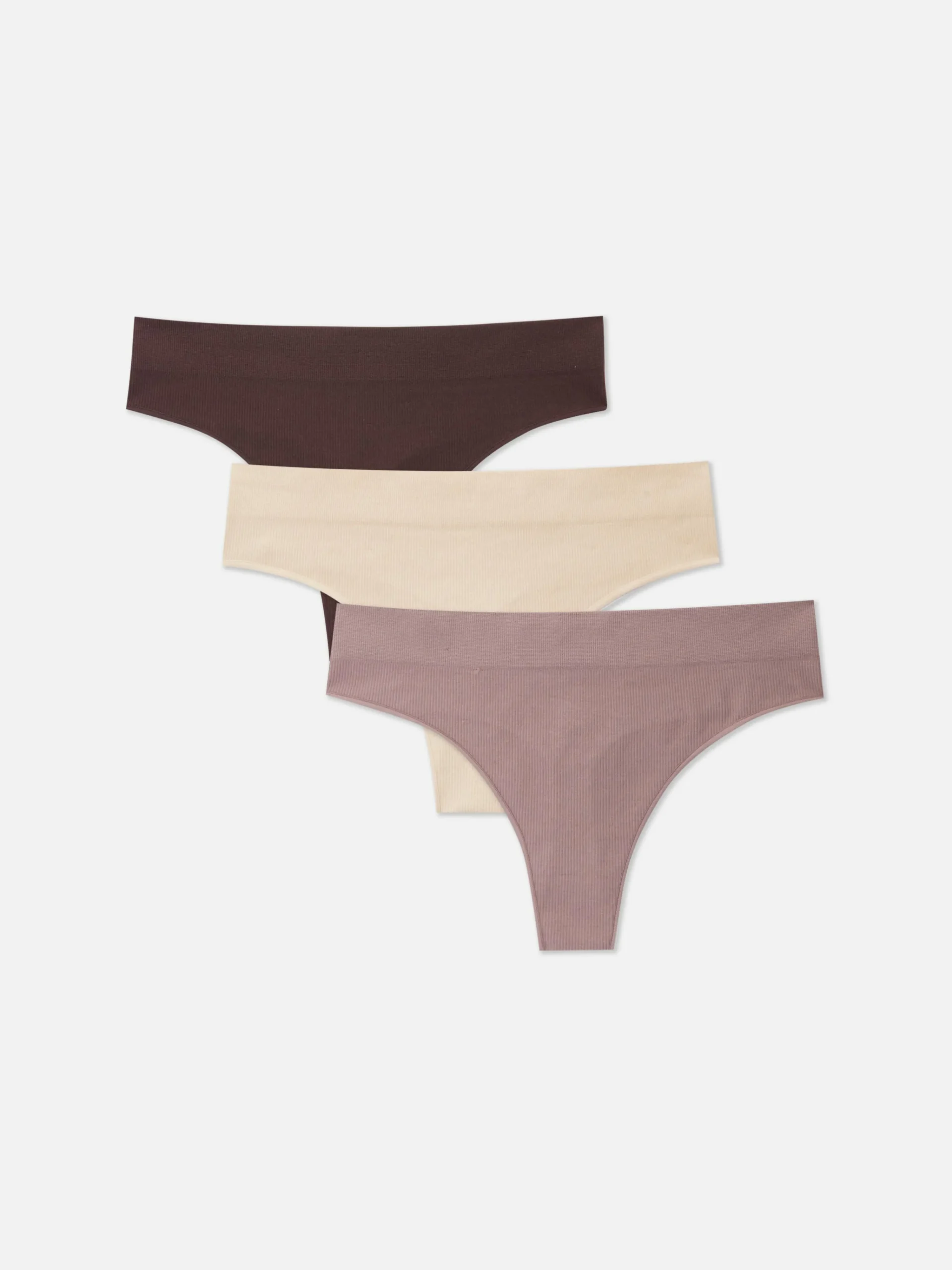3-Pack Ribbed Thongs|Primark New